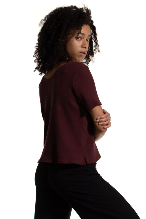 Boxy Reversible Tee, Waffle